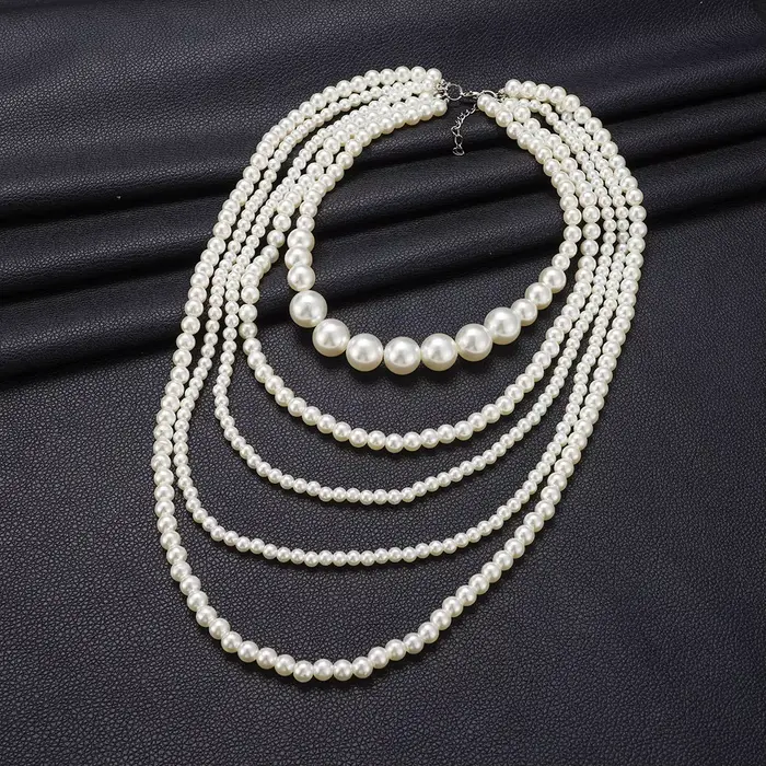 Collier de perles d'imitation multicouches pour femmes, bijoux de luxe, colliers de haute qualité à 