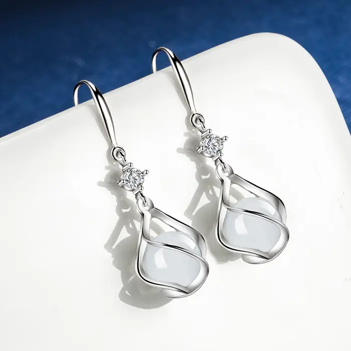Boucles d'oreilles spirales élégantes en argent sterling 925 pour femmes, accessoires de fête de mar