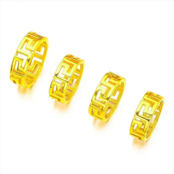 Bague de couple en or pur 24 carats 9999