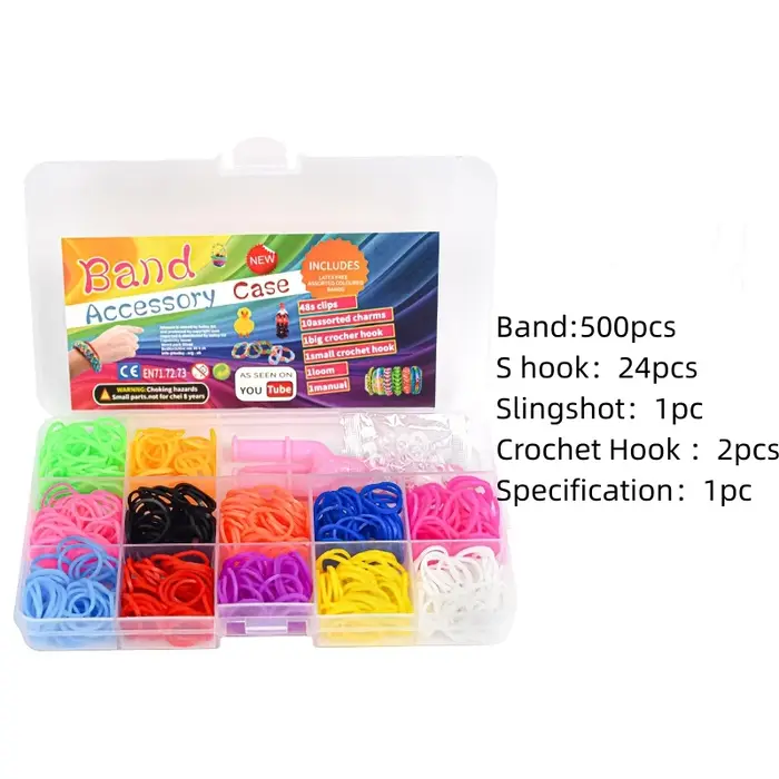 1 Kit de Recharge de Bracelets en Élastiques pour Tissage, Organisateur pour Bricolage, Tricot, Arti