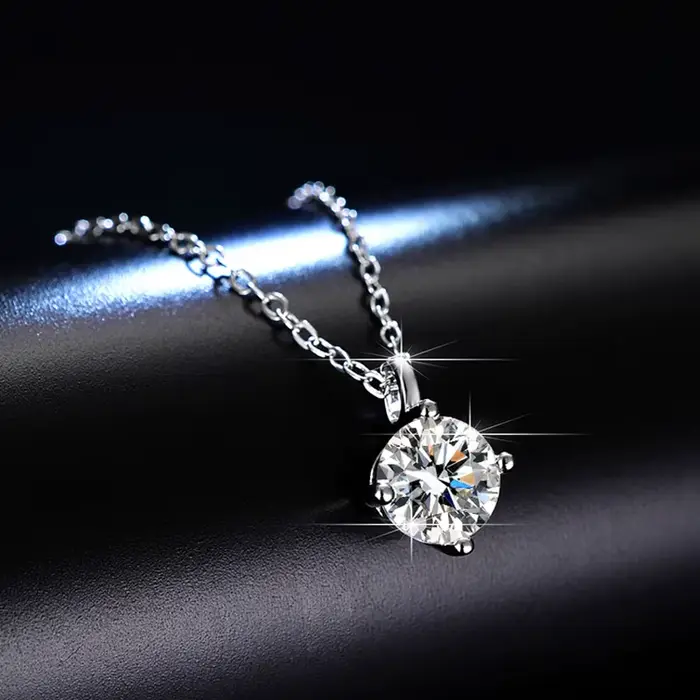 Colliers solitaires en moissanite GRA 1,0 carat D, plaqués or 18 carats, pendentif original en argent 925 véritable, bijoux pour femmes