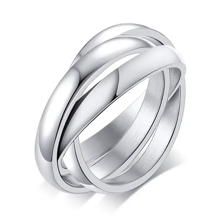 Bague classique à 3 doigts pour femmes, en acier inoxydable, à la mode, 3 pièces/ensemble, bague de 