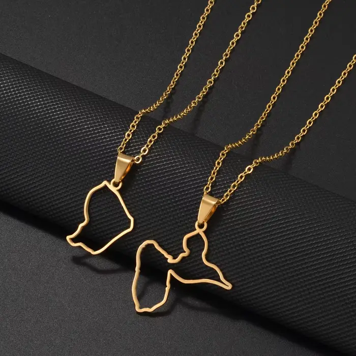 Collier pendentif carte de la Guyane française 973, Guadeloupe, Mayotte, 1 pièce, pour femme, bijoux en acier inoxydable # 593762