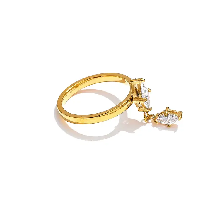 Bague Yori taille 678 en acier inoxydable brillant avec zircon cubique rond, accessoires de bijoux é