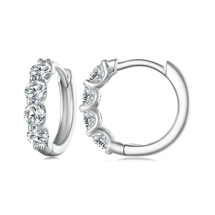 Bamoer – boucles d'oreilles en argent Sterling 925 pour femmes, design unique à 4 moissanites, certi