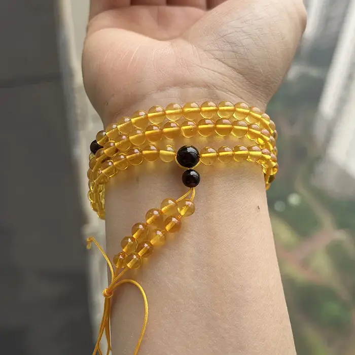 Yoowei – collier rond en ambre doré de 5mm