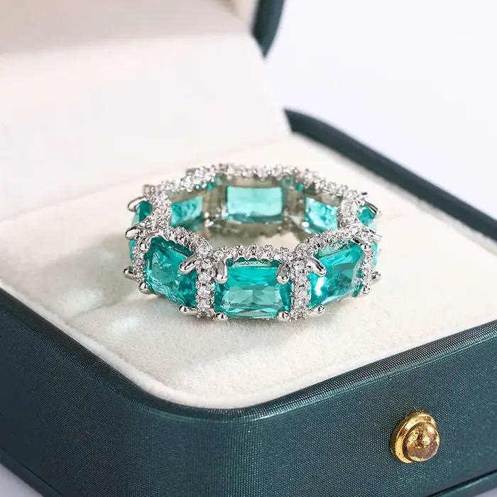 Bague de Cocktail en Argent Sterling 925 avec Pierres de Zirconium pour Femmes Occasions Spéciales