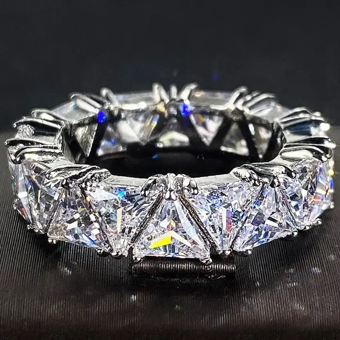 Bague luxueuse en argent Sterling 925, bague triangulaire en Zircon avec cristal de Zircon Aaa, cade