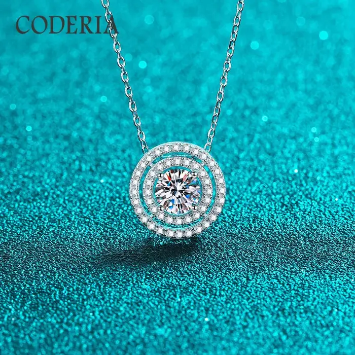 Collier pendentif double cercle en diamant de laboratoire taille brillante