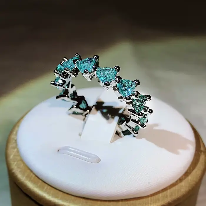 Bague en argent haute définition 925, anneau lumineux en tourmaline Paraiba, couleur de luxe, trésor