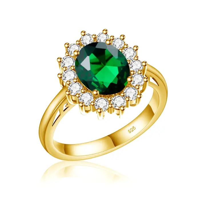 Szjinao – bague princesse Diana en or émeraude pour femmes