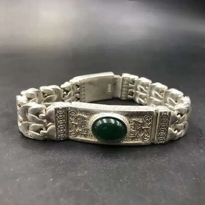 Bracelet en argent tibétain de Style ethnique rétro pour hommes et femmes, bijoux fins, cadeau à la 