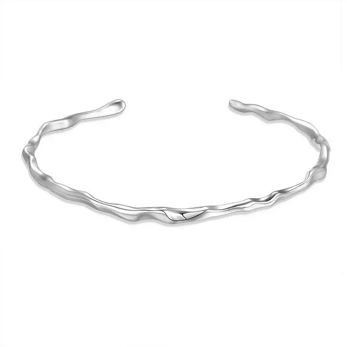 Bracelet ondulé en argent Sterling 100% massif 925