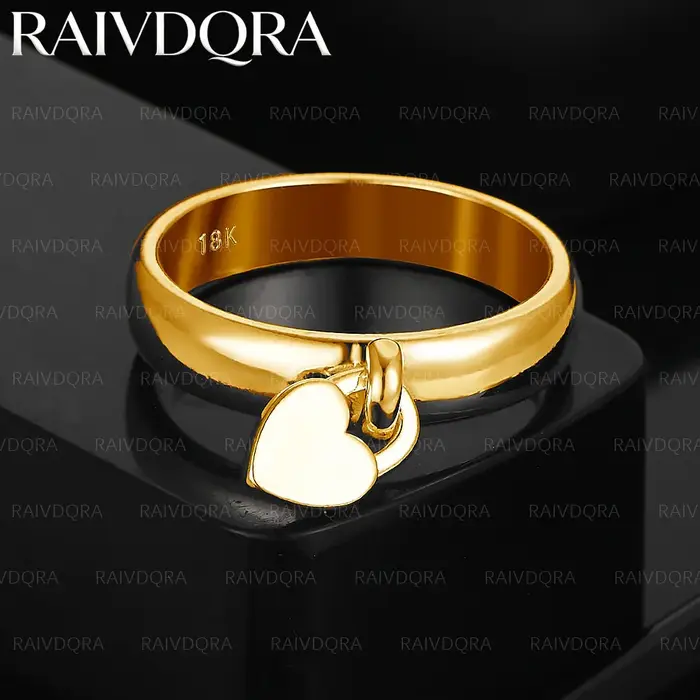 Bague en forme de cœur plaquée or 18 carats pour femmes, charme romantique, bijoux de mode pour fête