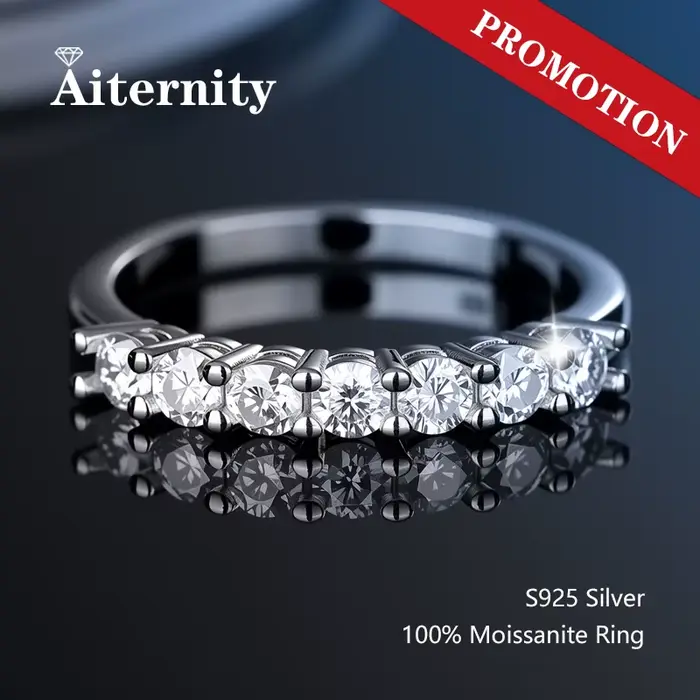 Bague en moissanite testée au 100% positivement au testeur de diamants