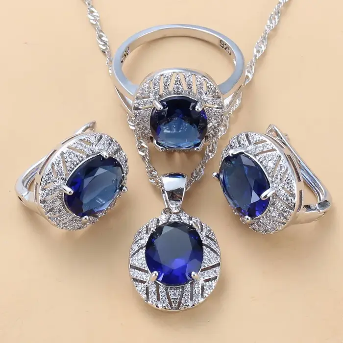 Parure de bijoux saphir pour femme