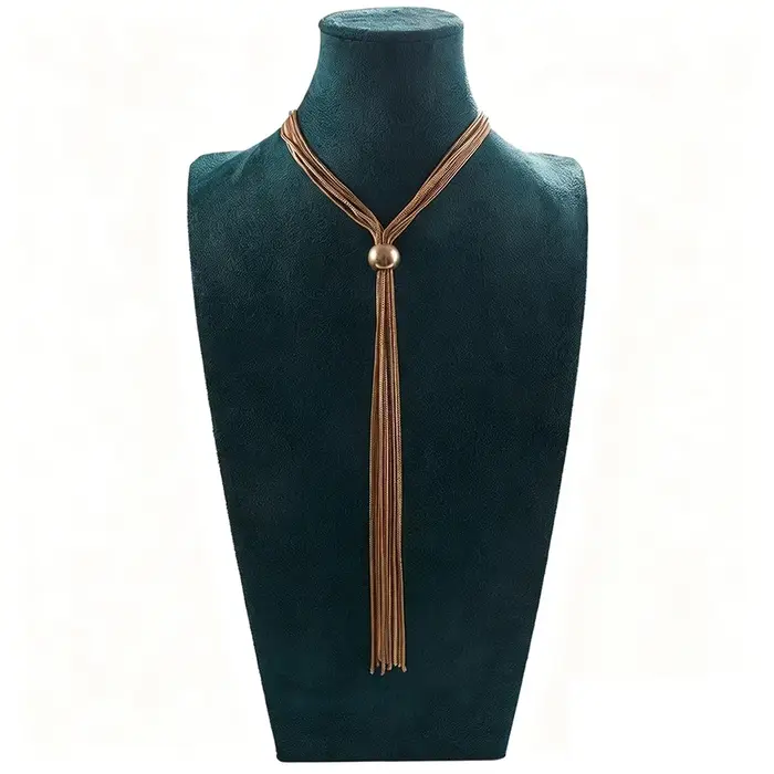 Collier Y en or multi-brins avec pampilles
