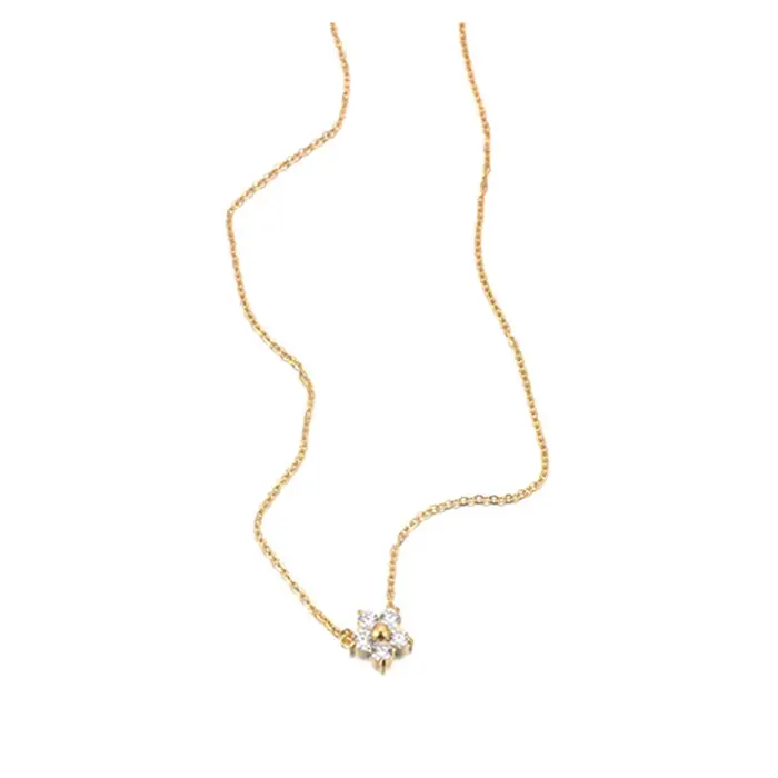 JeeMango luxe Zircon quatre feuilles fleur pendentif collier pour femmes 18K PVD plaqué acier inoxyd