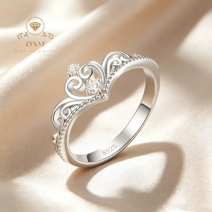 Bague Couronne de Princesse pour Femme, Style Simple et Polyvalent, Bague d'Index, Bijoux en Argent 