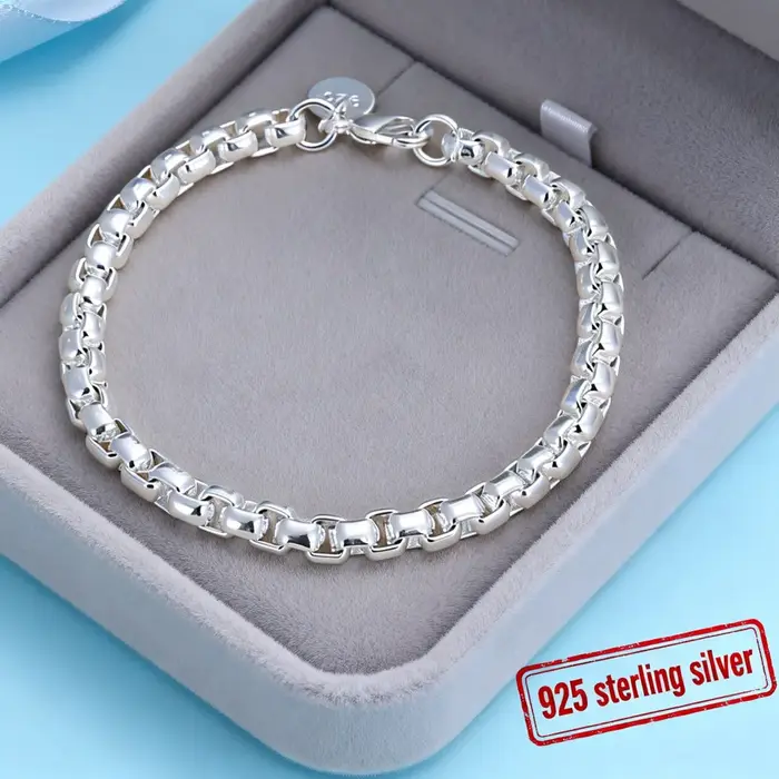 Bracelets en argent Sterling 925 pour femmes, chaîne géométrique de 4MM, cadeaux de noël, bijoux à l