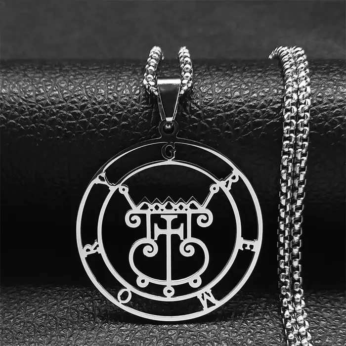 Satan Sigil GREMORY-Collier Rond en Acier Inoxydable pour Femme, Bijoux en Argent, N3329S03