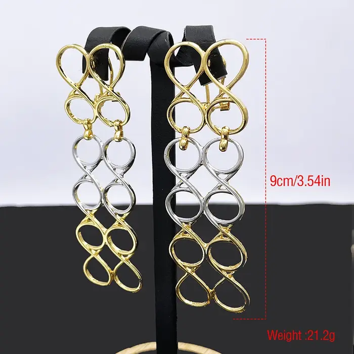 Boucles d'oreilles grande taille plaquées or 18 carats pour femmes
