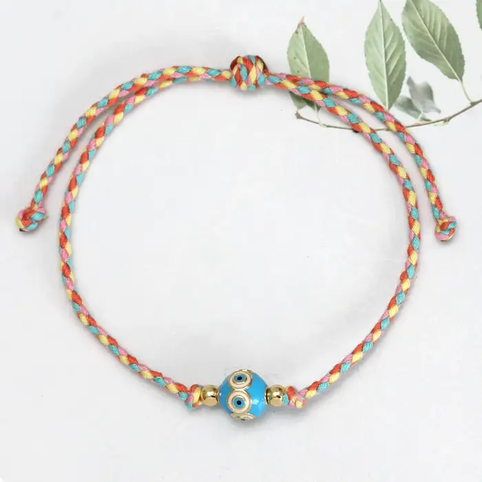 Bracelet en corde tressée colorée réglable