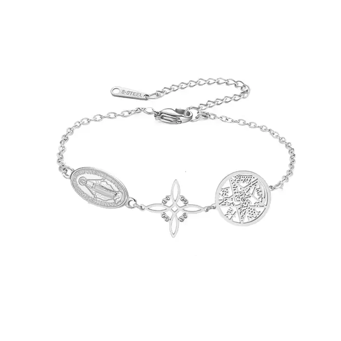 HIPEE Saint Benoît Sorcière Noeud Pentagramme Tetragrammaton Bracelet En Acier Inoxydable Bijoux De 