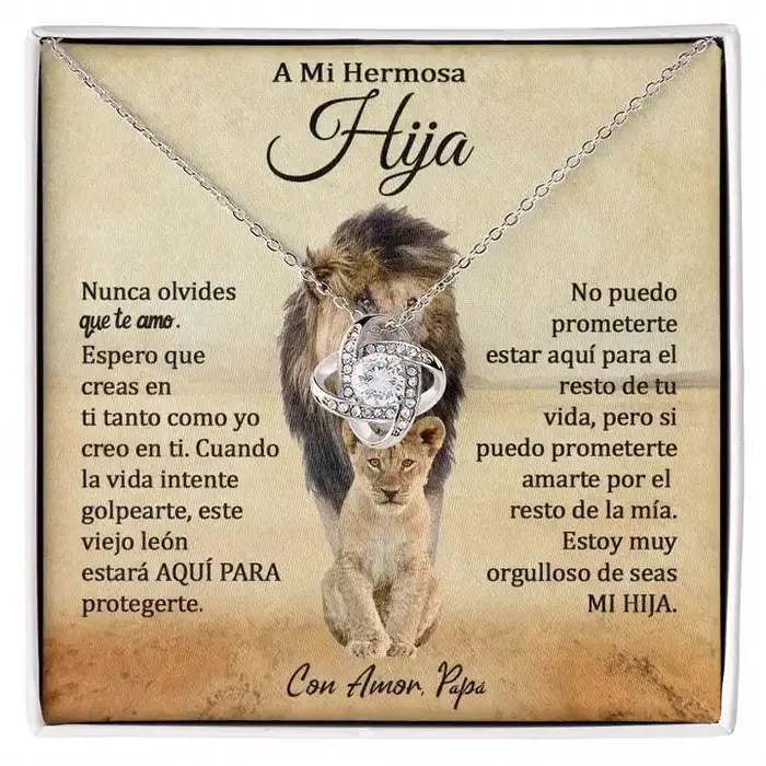 A Mi Hermosa Hija collier noeud d'amour à ma fille collier cadeau de papa père femmes amour noeud pendentif colliers avec boîte