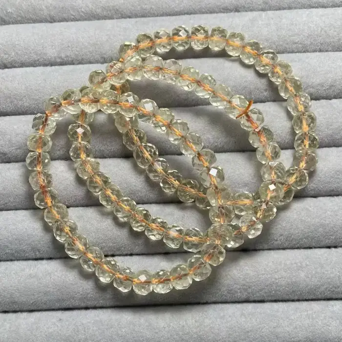 3 bracelets NEUFS de qualité A (2-10) AKAC, environ 6x7-8mm, perles de quartz citrine citron naturel