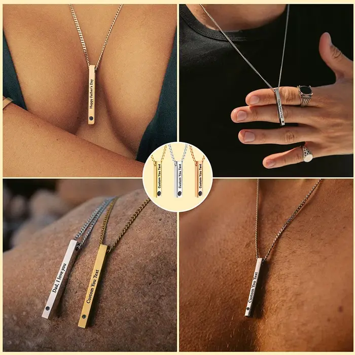 Collier Personnalisé avec Image à l'Intérieur Gravé en 3D