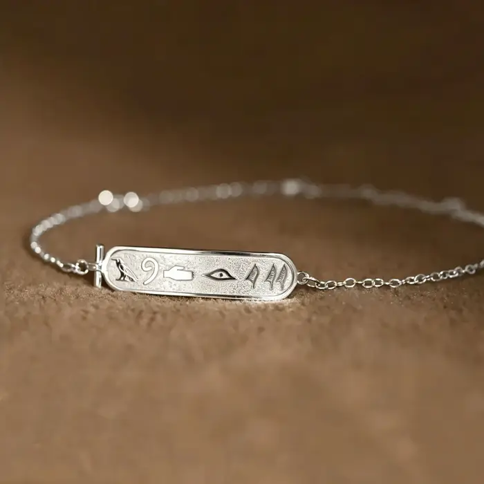Bracelet personnalisé avec nom égyptien pour femmes et hommes, pendentif cartouche égyptienne hiérog