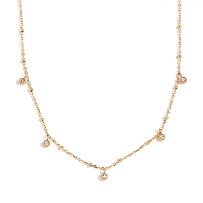 E.B.belle-Collier en acier inoxydable plaqué or 18 carats pour femme, 5 bijoux ronds, décoration élé