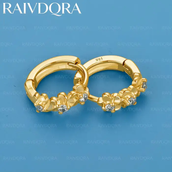 Boucles d'oreilles clips plaquées or 18 carats, motif fleurs, magnifiques, de haute qualité, pour fe