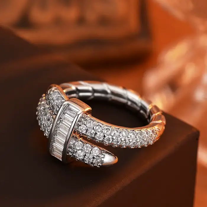Nouvelle bague de créateur 2026 pour femme, zircon taillé, bande croisée double couche, bijoux de luxe scintillants pour mariage, fête, cadeau d'anniversaire