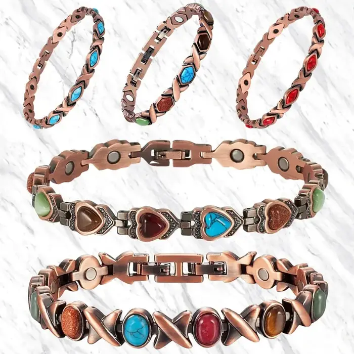 Bracelet Magnétique Ultra Résistant avec 3800 Aimants Gauss, Turquoise Naturel et Pierres Semi-précieuses, Réglable, Bijou de Force Pour Femmes et Hommes Occasions Spéciales