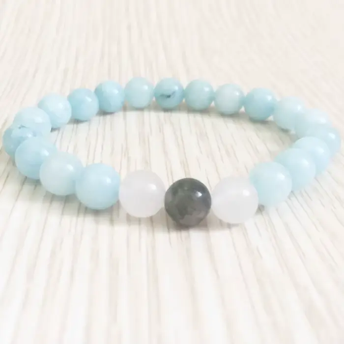 Bracelet en Pierre Naturelle Bleue pour Femme, Perles de Prière, de Yoga, Mala, 8mm