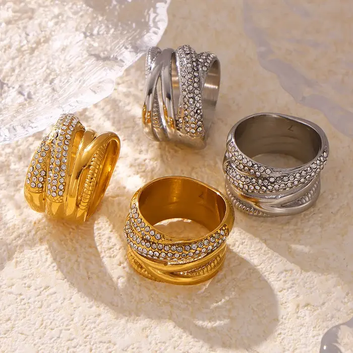 Amaiyllis-Bague d'index tissée en croix pour femme