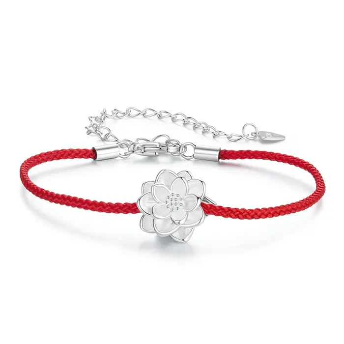WOSTU – Bracelet de poignet en cordon tressé rouge Lotus pour femmes, en argent Sterling 925, élégan