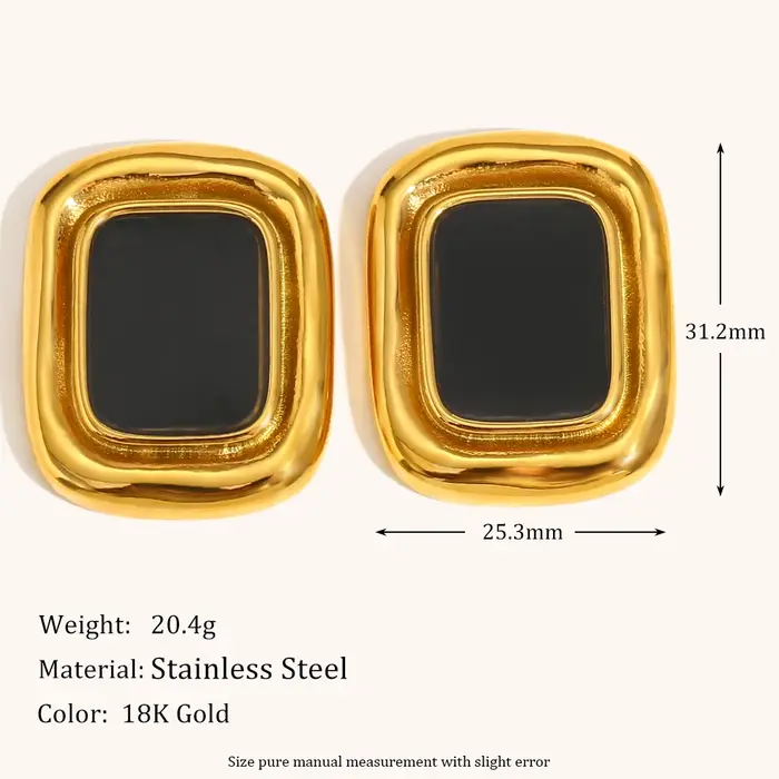 La. Muses – boucles d'oreilles rétro pour femmes, cadre en Agate noire, en acier inoxydable, plaqué 