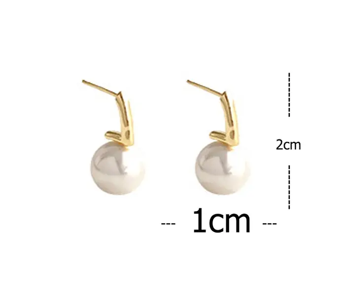 Boucles d'oreilles à tige en perles plaquées or pour femmes avec certificat NGGC, argent sterling 925, design géométrique, pour anniversaire et autres occasions spéciales