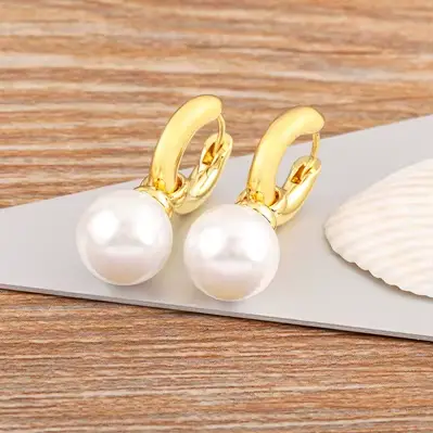 Nidin mode perles pendentif boucles d'oreilles pour femmes Fwmale accessoires fins cerceau bohême or