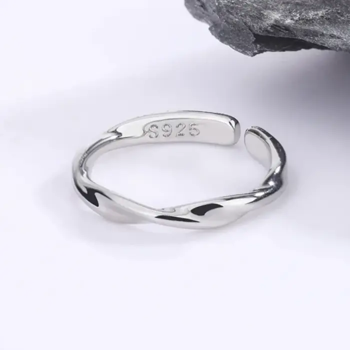 Bague en fil torsadé Simple en argent Sterling 925, bijoux de luxe pour dîner et fête pour femmes