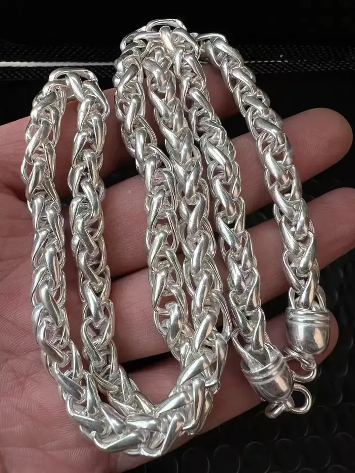 Collier en argent tibétain 925, pendentif sculpté traditionnel chinois, bijou vintage unisexe, cadea