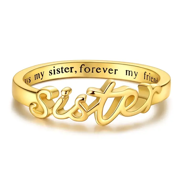 Bague Suster originale en argent Sterling 925 doré pour femmes et filles