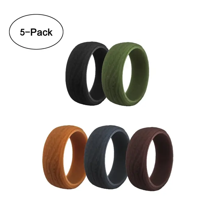 Geedyn 8,7 mm de large 7-14 taille 5 couleurs de large ensemble d'anneaux en silicone, bague de spor