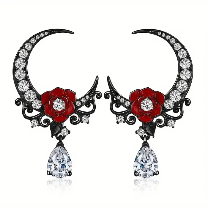 Bijoux gothiques boucles d'oreilles lune Rose pour femmes filles accessoires gothiques clous d'oreil