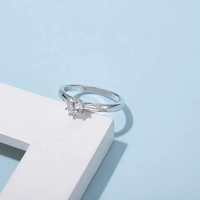 BIChain-Bague Moissanite en argent regardé 925 pour femme, style classique, 1carat, forme ronde, bijoux fins, mariage, fiançailles, X, ST Cocktail