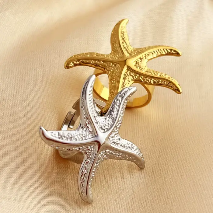 LATS Vintage étoile de mer bague pour femmes hommes nouvelle mode grande
