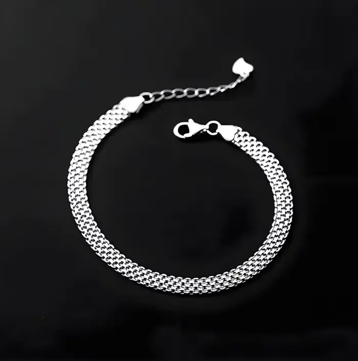 Offre spéciale 925 Bracelets en argent sterling chaîne en maille pour femmes hommes mariage dame Nob